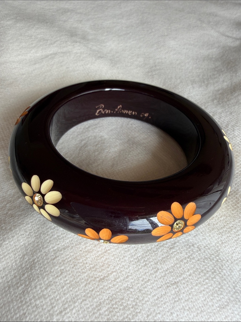 Signed Ben-Amun Collectible Costume Jewelry Maximalist Bangle Bracelet Brown